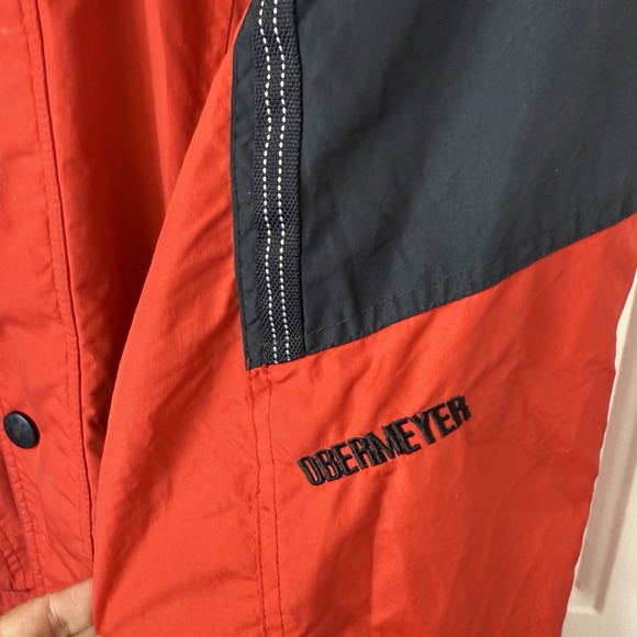 Vintage 90s Obermeyer Ski Jacket Red Black Coat Mens Size Medium Hooded - Picture 9 of 14